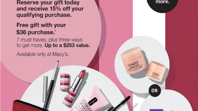 Macy's Boston - Reserve now for Clinique Free Gift Time and get 15% off! Exclusive from Kate Spade!